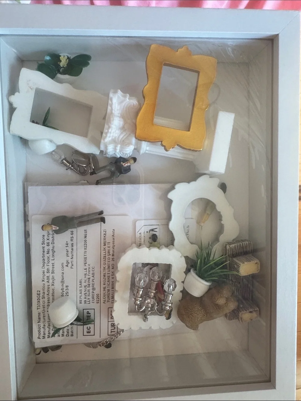 3d mini museum art photo frame kit White and Gold Decorative Shadow Box Home